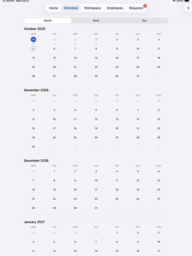 LineOps month schedule view